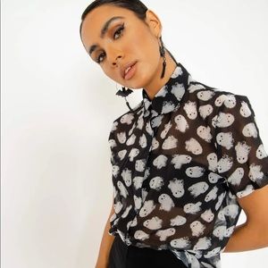 Blackmilk Ghosties Cute As A Button Shirt